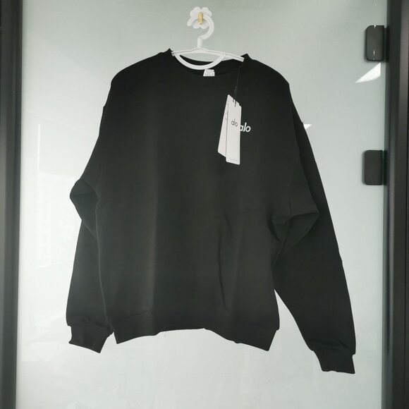 NWT Alo Yoga Accolade Crew Neck Pullover Black Size M - Picture 1 of 5